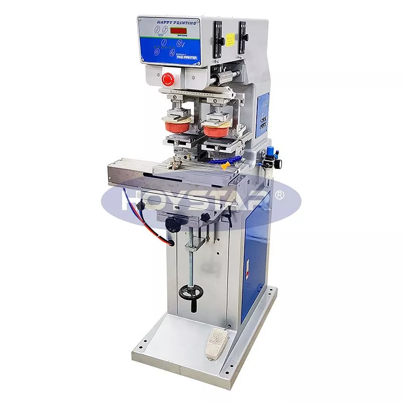 ເຄື່ອງພິມ Pad ສອງສີທີ່ມີ Shuttle Worktable